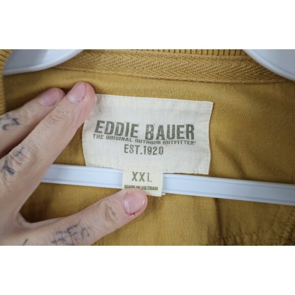 Vintage Eddie Bauer Mens 2XL XXL Faded Thermal Waffle Knit Henley T-Shirt Yellow - Picture 5 of 10